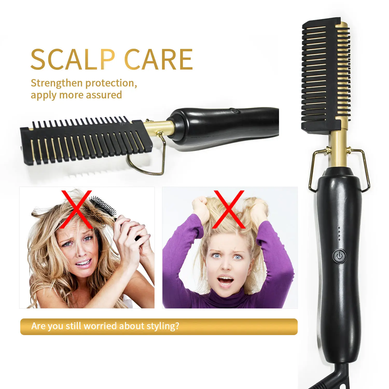 Professional Electric Ceramic Ionic Hair Straighten Straightener Brush Hot Comb Pressing Electric Hot Comb Hair Straightener 4