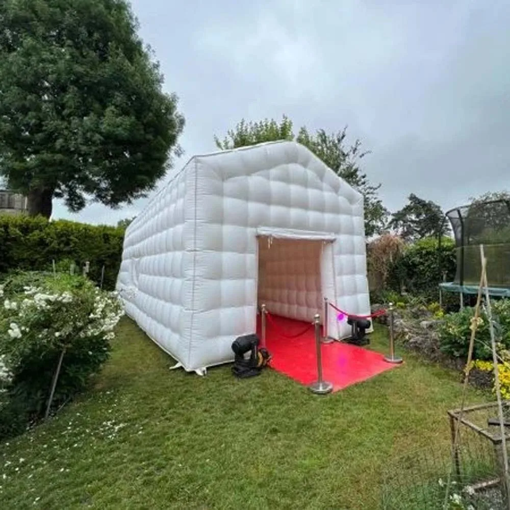 White Black Inflatable Nightclub Tent With Windows Lighting Night Club Cube Disco Music Bar Tent Wedding Photo Booth For Event 5