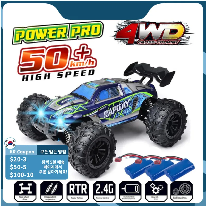 

Rc Cars Off Road 4x4 with LED Headlight 1/16 Scale Rock Crawler 4WD 2.4G 50KM High Speed Drift Remote Control Monster Truck Toys