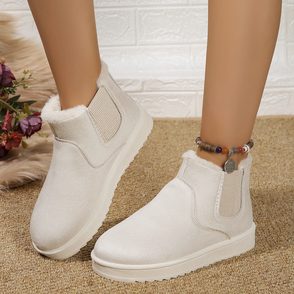 Ankle Flats Platform Stylish Plush Warm Fashion Snow Boot
