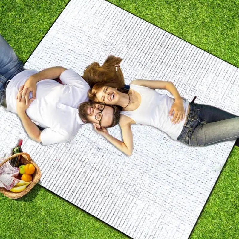 Camping Tent Mat 195x180cm Double-Sided Insulating Aluminum Foil Picnic Pad Foldable Outdoor Thermal Foil Mat Tent Floor Mat