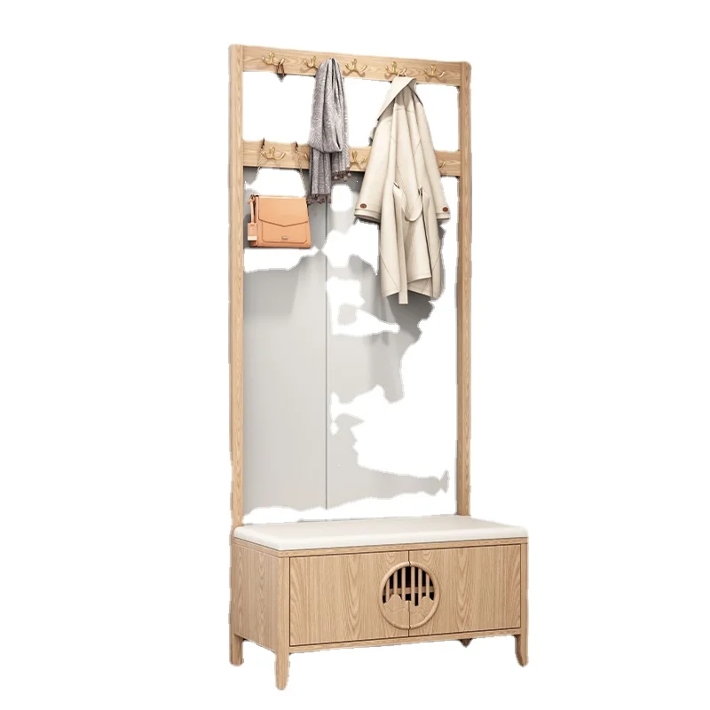 

YY Coat Rack Shoe Rack Integrated Clothes Rack Household Entrance Solid Wood Shoes Rack