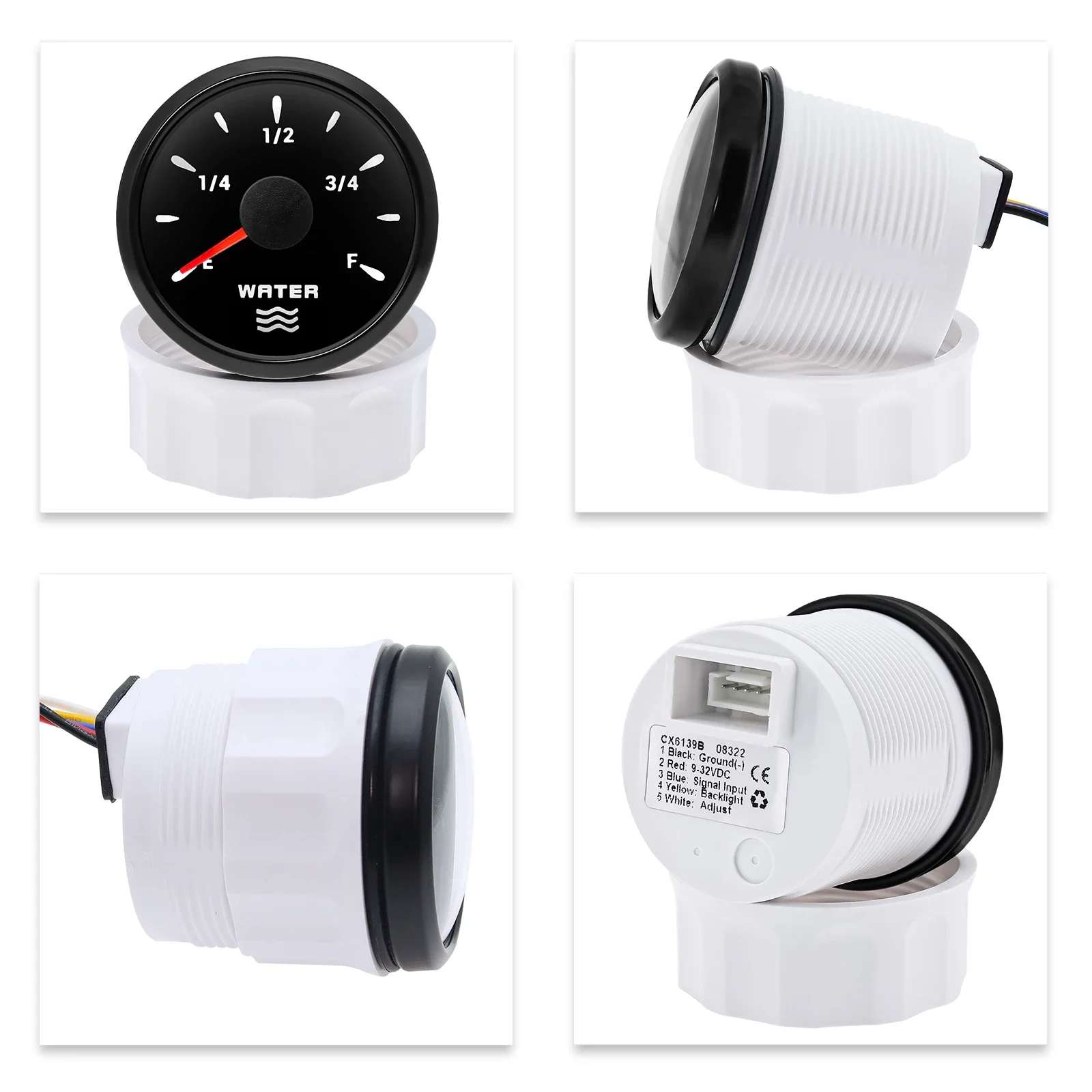 52mm 자동차 트럭 보트 게이지 방수 디지털 포인터 수위계 7색 백라이트 100mm-500mm 수위 센서