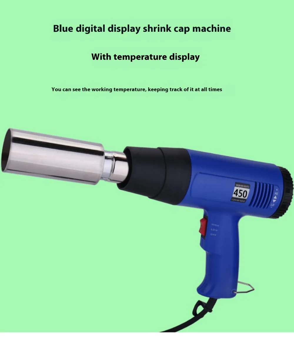 Portable PVC Capsule Heat Shrinker, Adjustable Handheld Heat Shrink Gun Wine Bottle Wrap Machine,Shrinking Sealing Machine