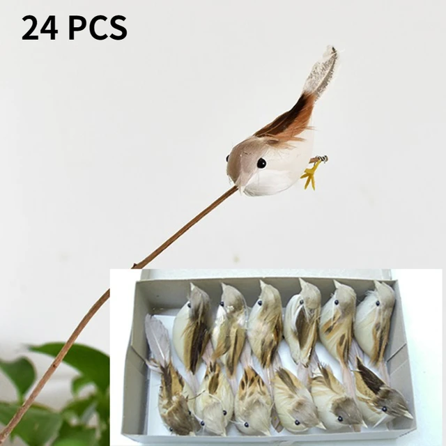 24Dics Színes Mini Mesterséges Hab Valódi Toll Madarak Szimulációs Barkács Kézműves Díszek Otthoni Kerti - Image 4
