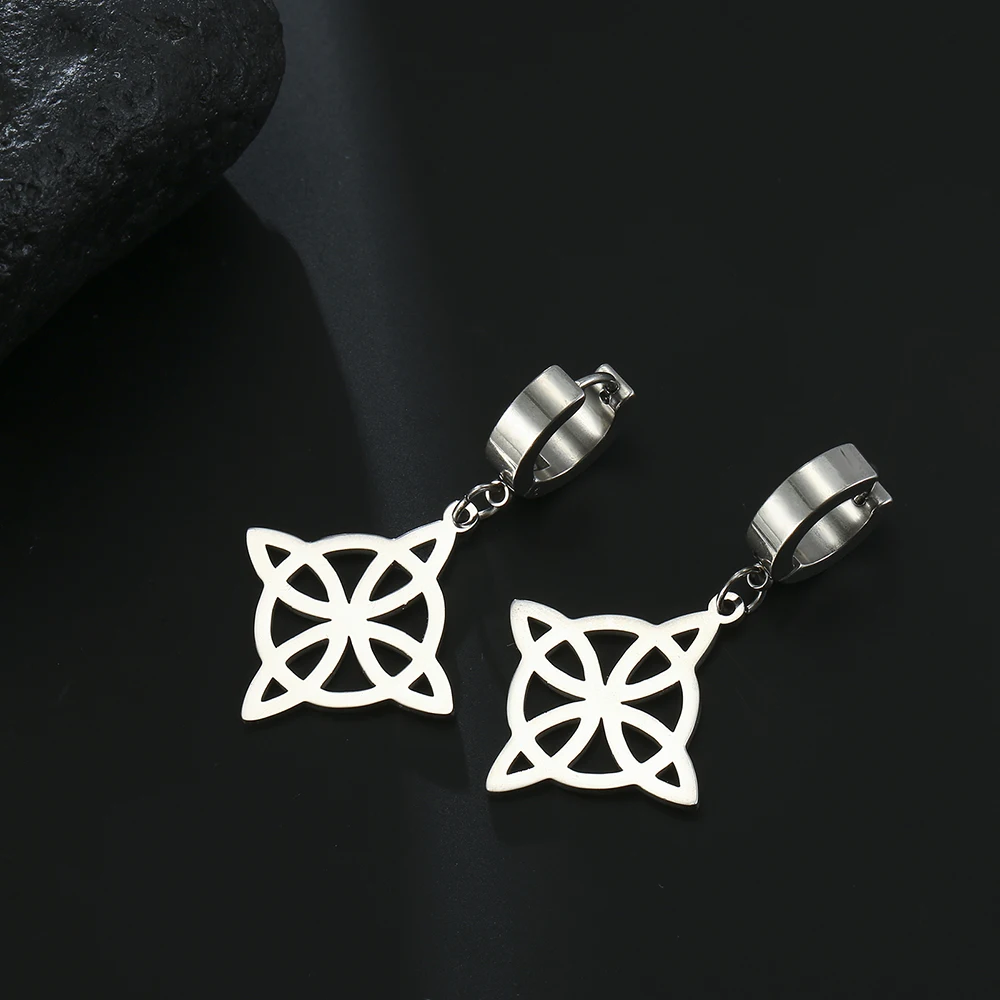 Dawapara Hexenknoten baumelnde Ohrringe für Frauen Wicca Hexe Charms Edelstahl Creolen Goth Schmuck religiöses Geschenk – Detail 9