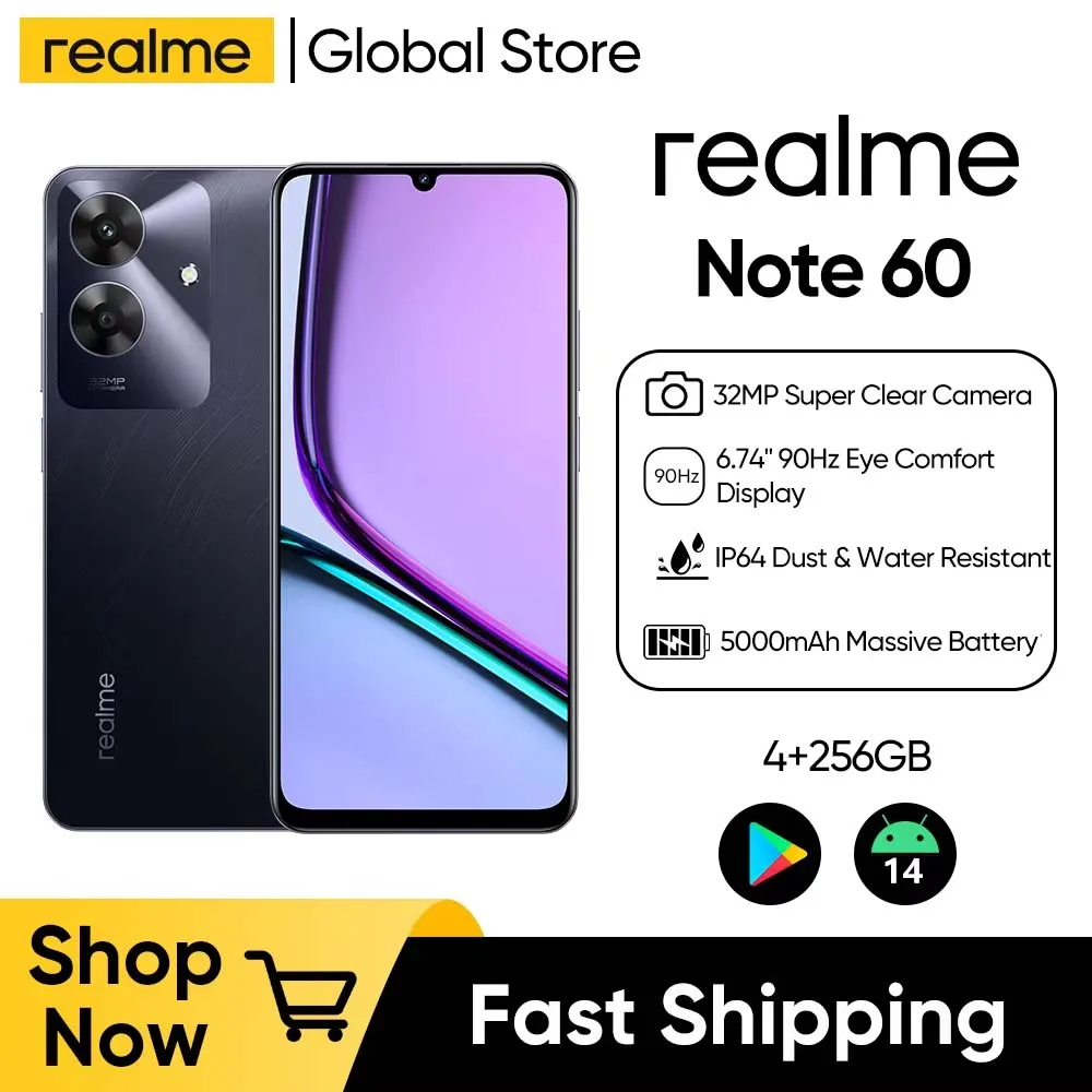 realme Note 60 6.74'' 90Hz Display 32MP Super Clear Camera