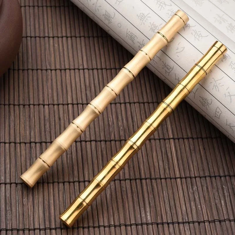 1PC Vintage Brass Slub Pen Metal Matte Golden Classic Business Office Gift Stationery Pen hexagonal brass gel pen handmade pure hexagonal brass pen metal gel pen bamboo copper pen creative gift school office stationery