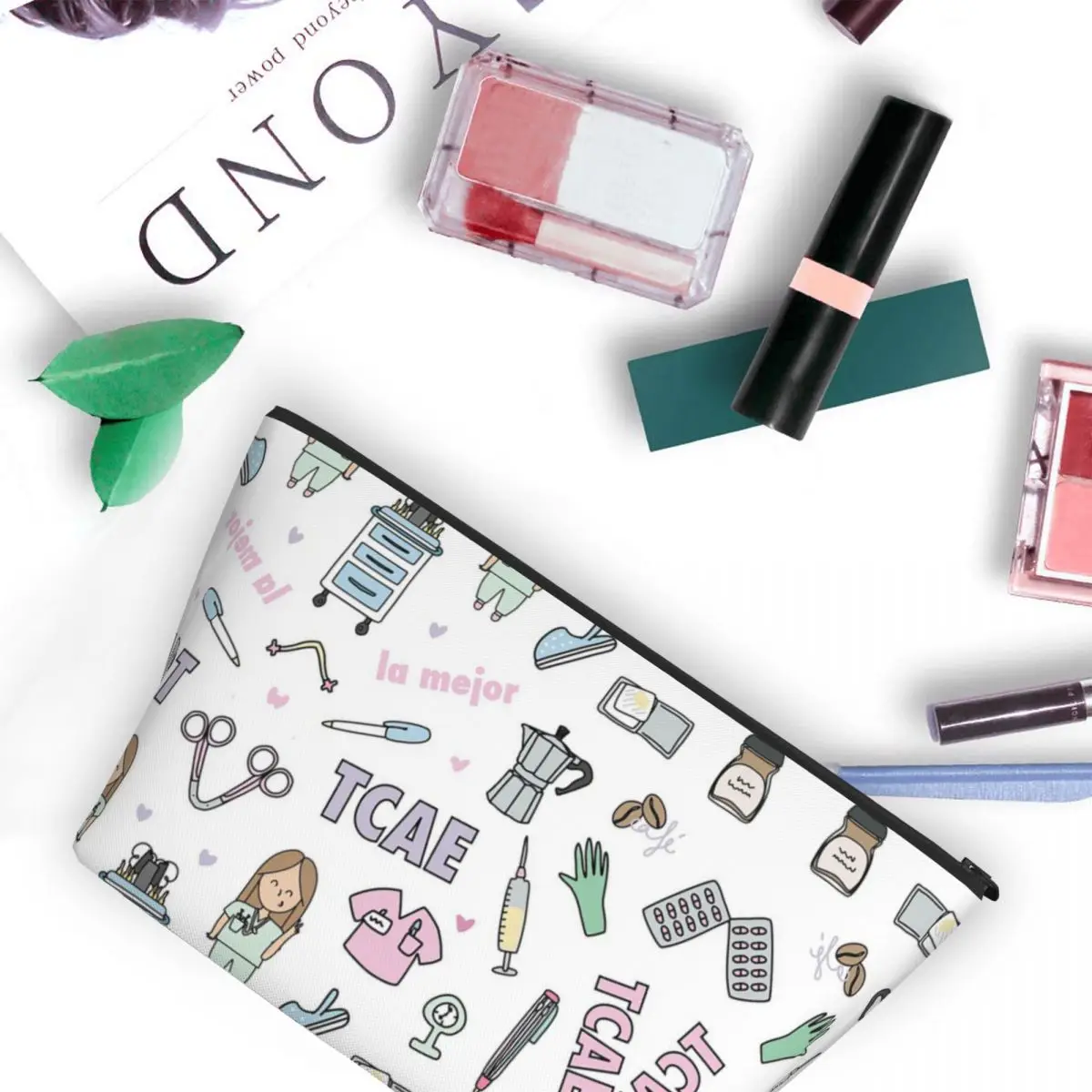 Custom Cartoon Doctor Nurse Enfermera En Apuros Toiletry Bag Women Makeup Cosmetic Organizer Lady Beauty Storage Dopp Kit Case 5