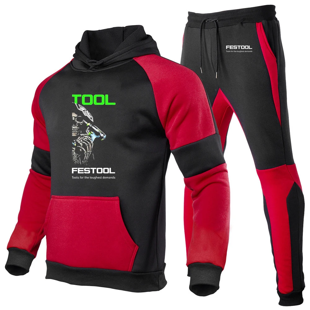 Festool Fashion 2023 New Men Spring and Autumn Long Sleeve Pullover Casual Cotton Sweatshirt Sweatpants Suit