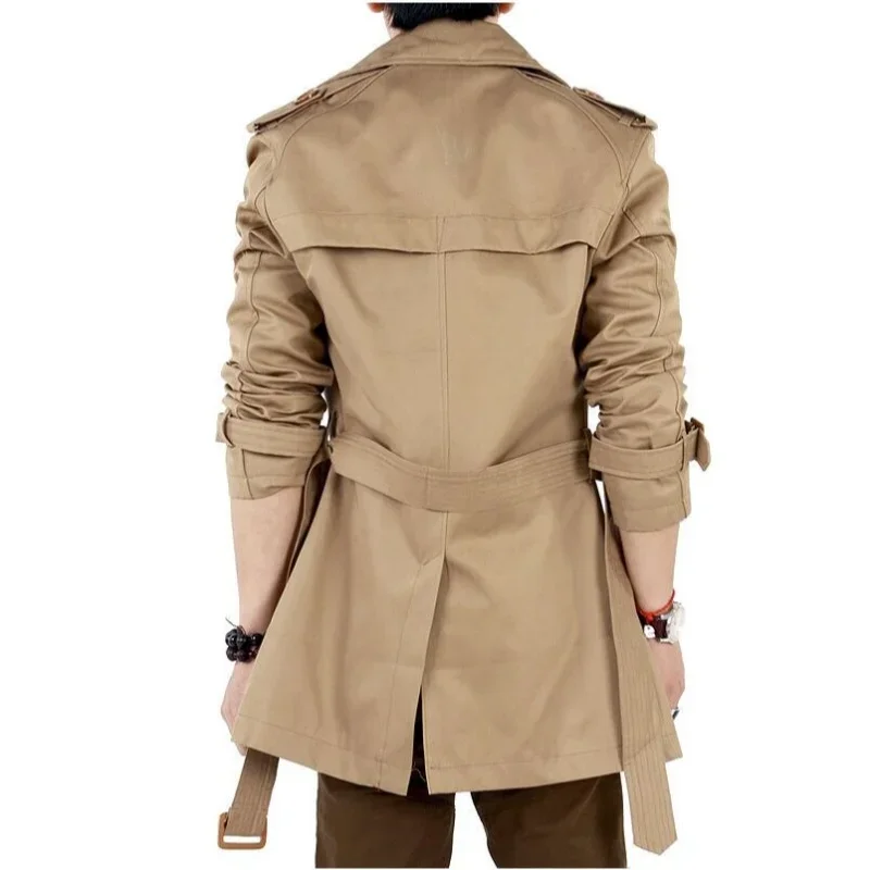 Trench Coat Waterproof Windbreaker Jacket Casual Men Jacket Men's Windbreaker Jacket Vintage Black Khaki Spring Autumn Business Double Breasted Retro Classic Long Coat Thick