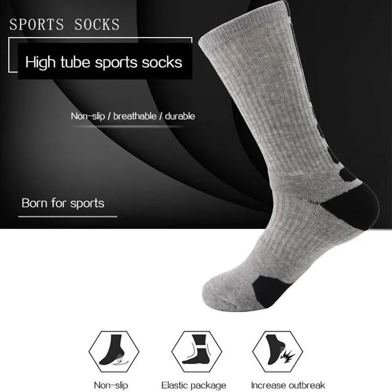 5 Pairs Men Sports Socks Set With Damping Terry Basketball Cycling Running Hiking Tennis Ski Women Cotton EU 39-45