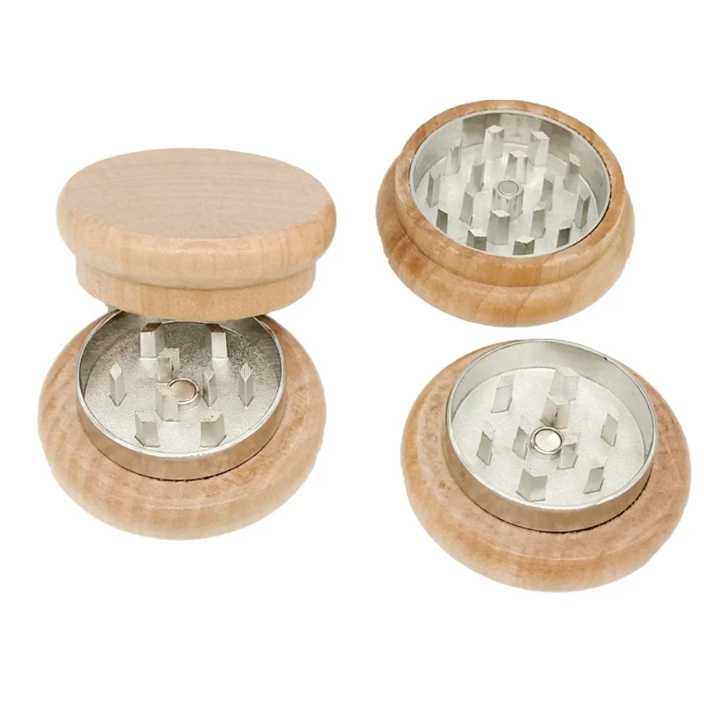 53mm Wood Grain Shaped Herb Grinder 2-layer Metal Caliper Herb Grinder