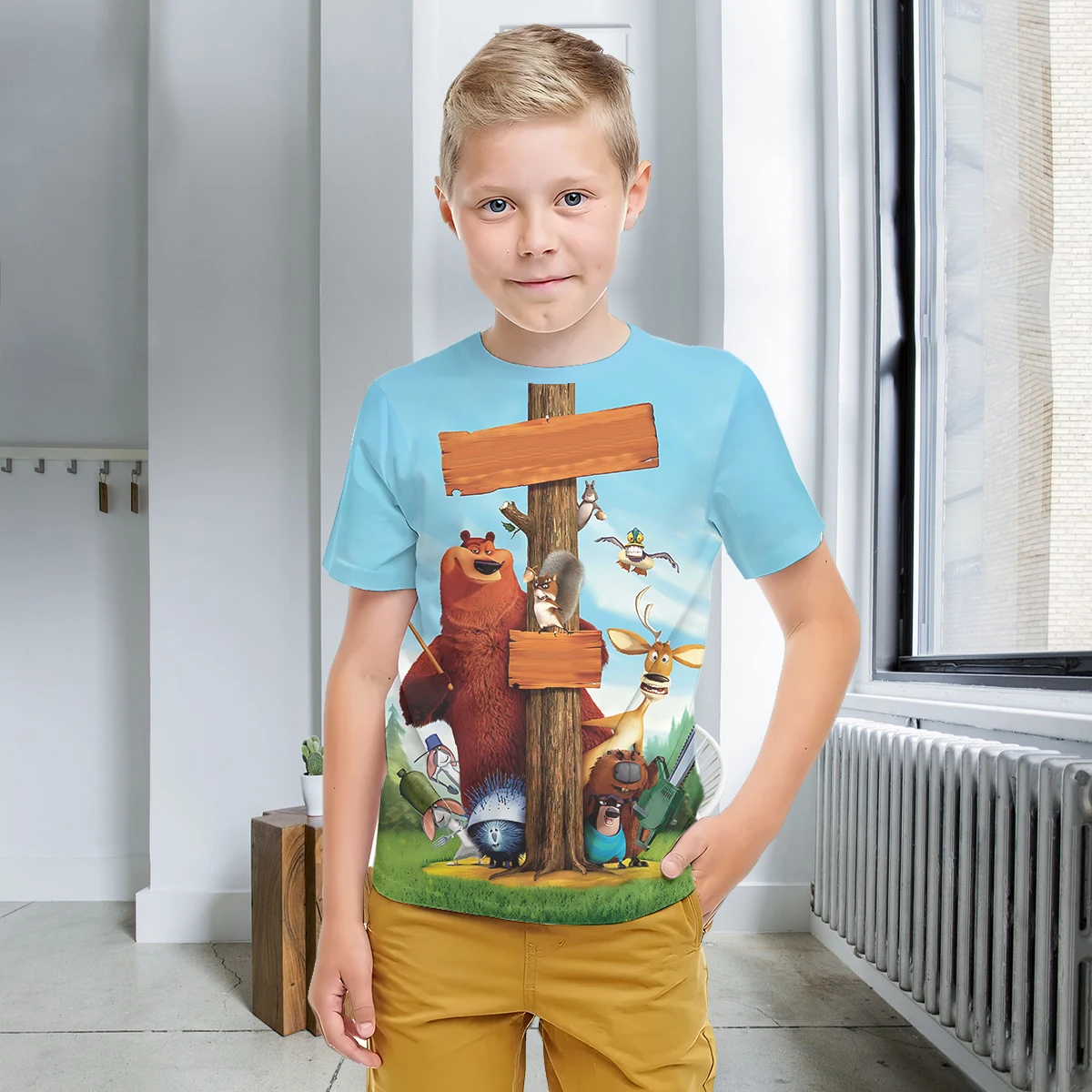 3D Print Grizzy and the Lemmings Baby Clothing 5 to 14 Years Male Outdoor Clothes for Children Boy Girl Child T-Shirt Top Shirts 2