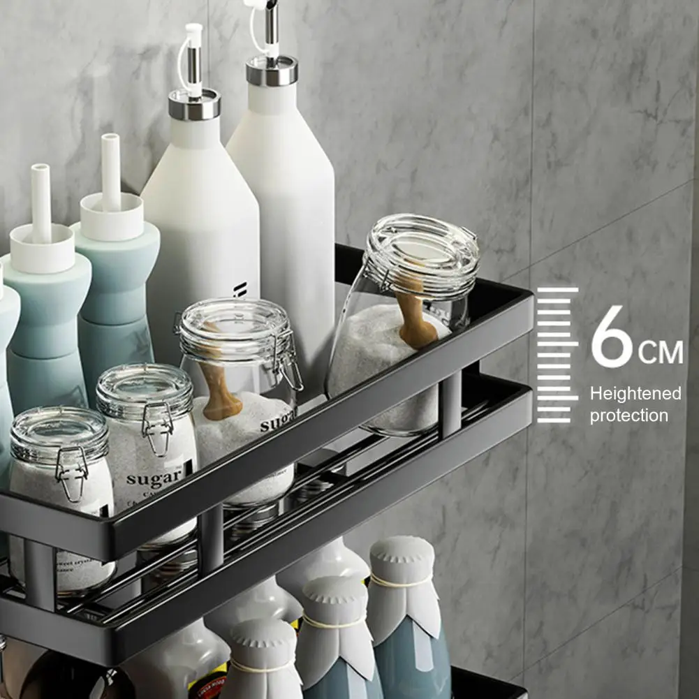 Stable Useful Punch-free Kitchen Storage Organizer Long Lasting Storage Organizer Easy to Install Kitchen Supplies