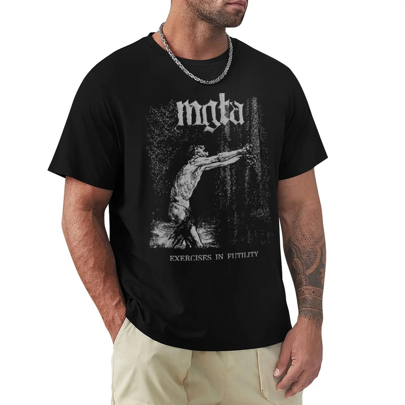 Mgla-T-Shirt Groupe De Mertal Noir Top Magliette Vuote T-Shirt Taglie Forti Per Uomo