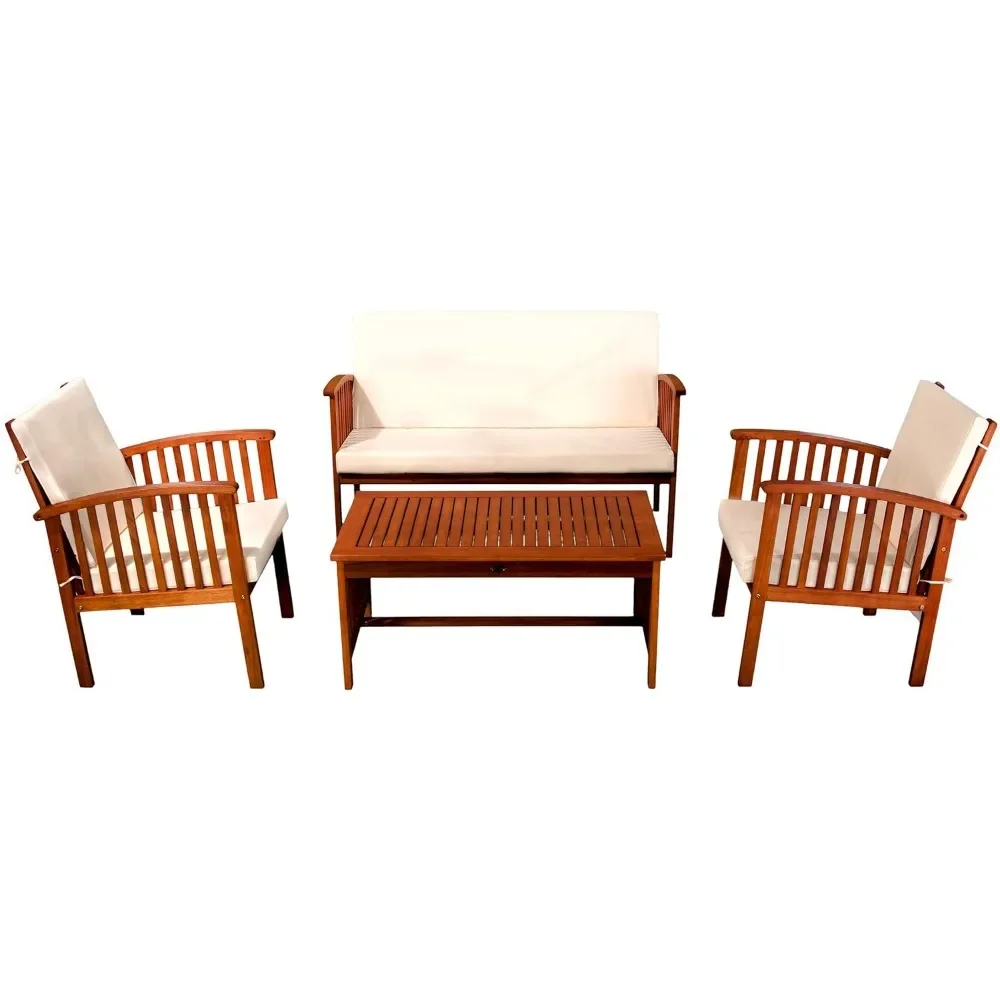 

Outdoor Acacia Sofa Set, 4-Pcs Set, Brown Patina + Cream Cushion