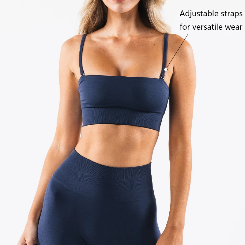 HAUT SHARK Asymmetric Sports Bra Fitness Tops Women High Support Camisole Backless Fitness Sports Bra Seamless Underwear