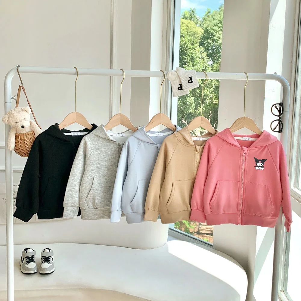 

Cute Sanrio Children's Hooded Sweatshirt Hello Kittys Accessories Kawaii Anime Jacket Zipper Long Sleeve Tops Toys for Girl Gift