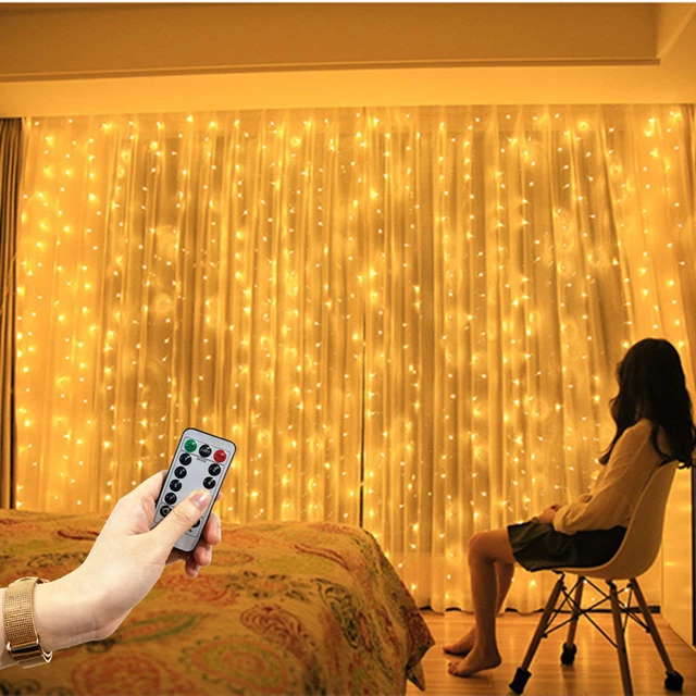 Guirlande Lumineuse Rideau À Lumière Led, 8 Modes, Télécommande