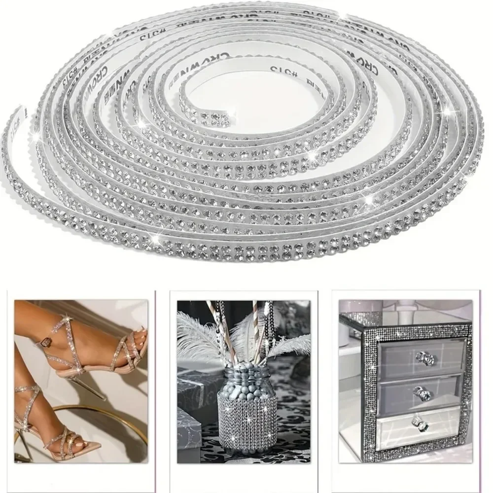 90 cm selbstklebende Kristall-Strass-Aufkleber, Multifunktionsband, DIY-Strass-Aufkleber, Kunst, handgefertigt, Event-Telefon-Dekoration – Detail 11
