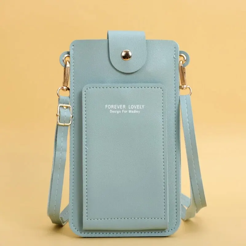 Elegant Women's Soft Leather Touch Screen Wallet and Crossbody Purse with Shoulder Strap
