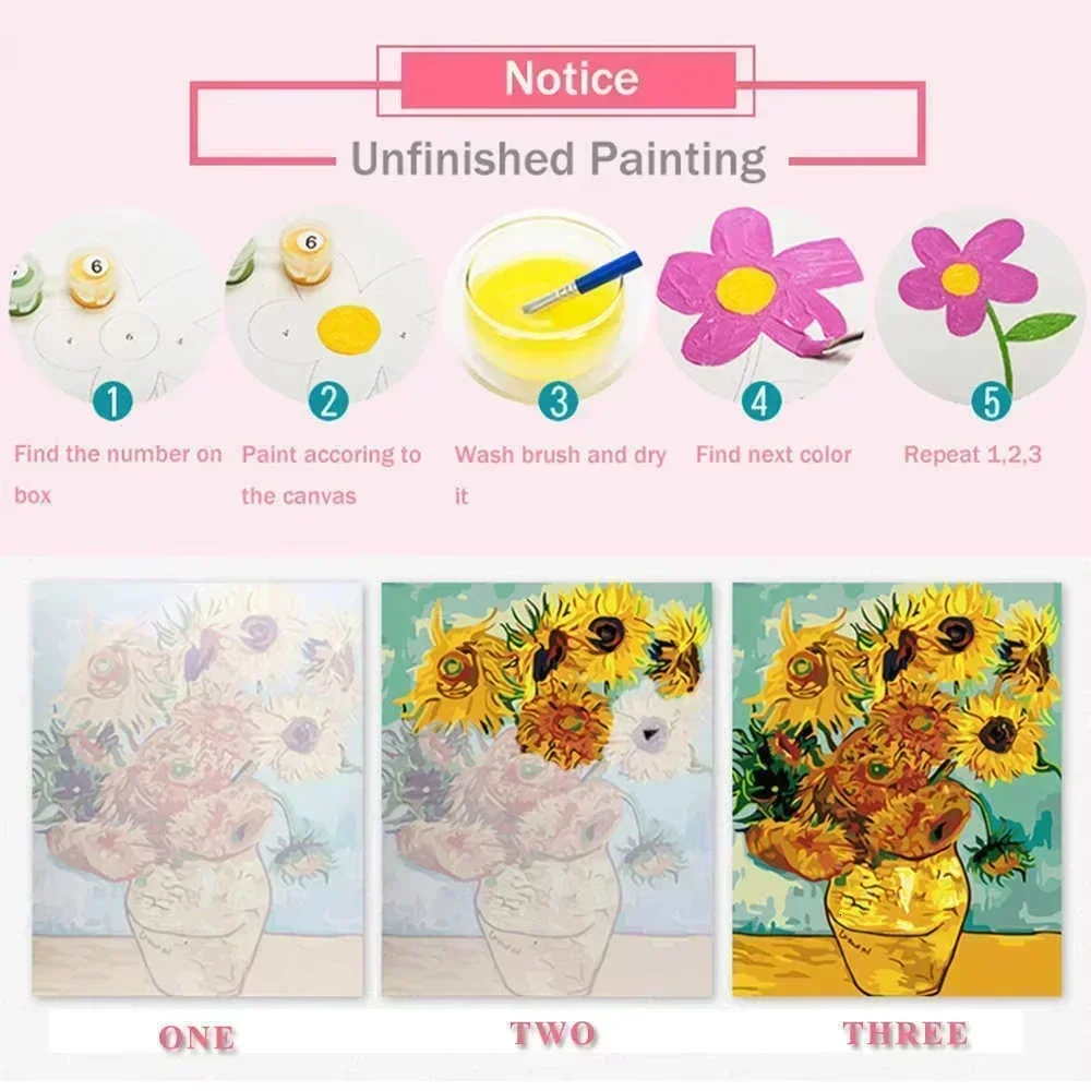 Oil Painting By Number FiguresColorful Eclectic Poster Set Home Decoration Painting Wall Bedroom Hot Pink Decor Frameelss - 3