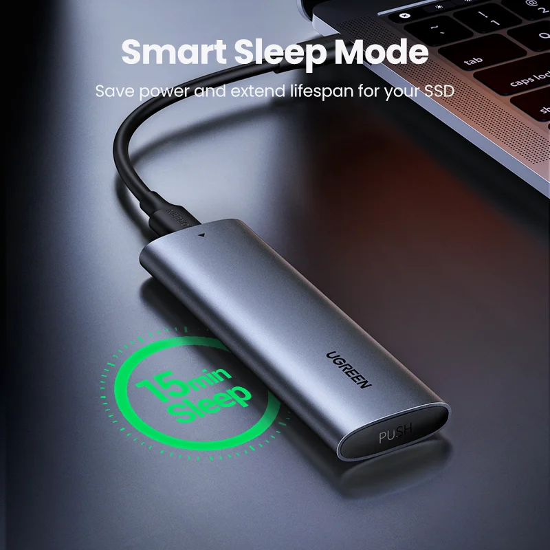 Ugreen-ssd Caixa Adaptadora com Protocolo Duplo Nvme Sata M.2 para Usb tipo c 3.1 Nvme Pcie Ngff Sata Ssd Disk Box - Imagem 6