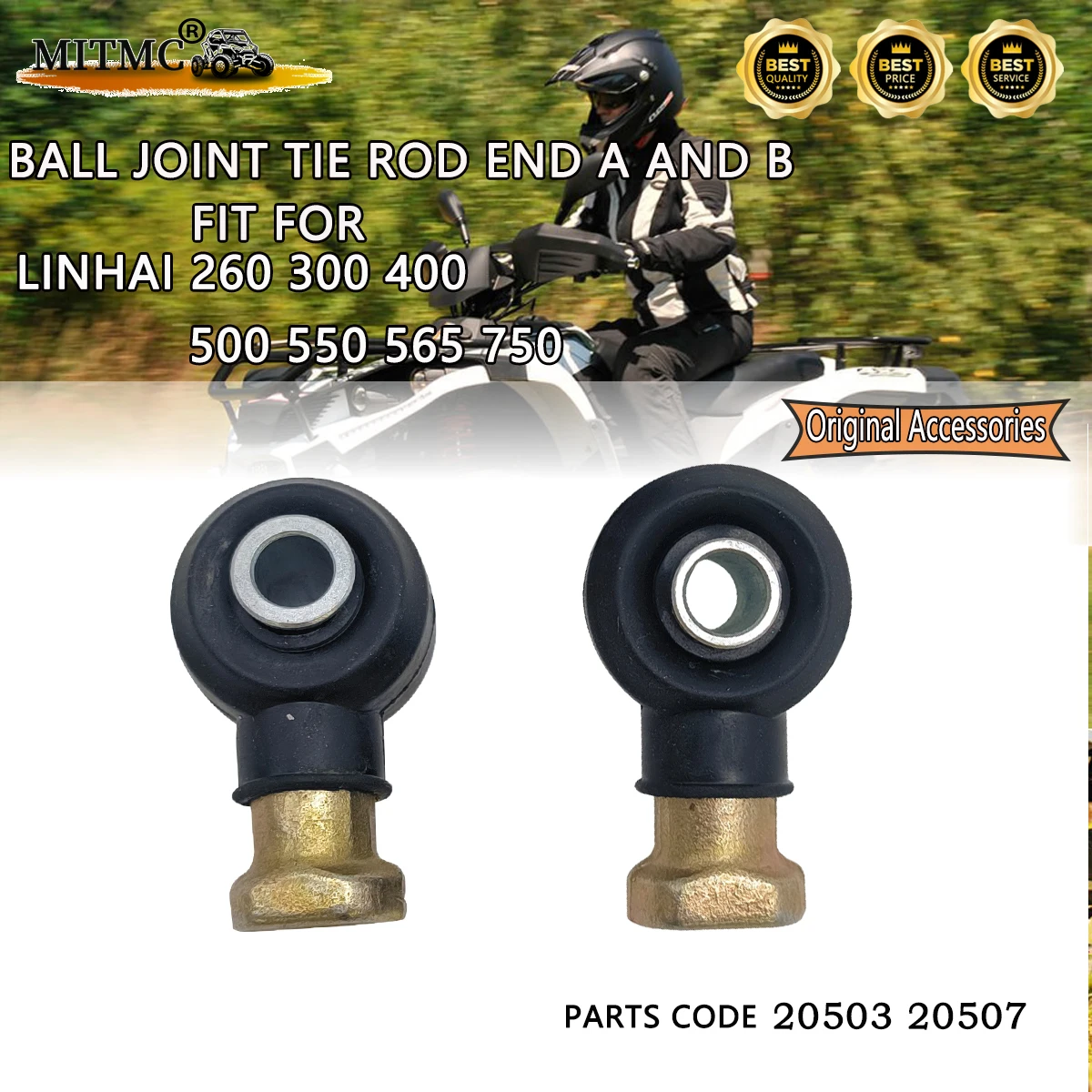 

1Set （2pcs）Ball Joint Tie Rod End A and B For Linhai 260 300 400 500 550 565 570 750 ATV UTV Linhai Code 20503 20507