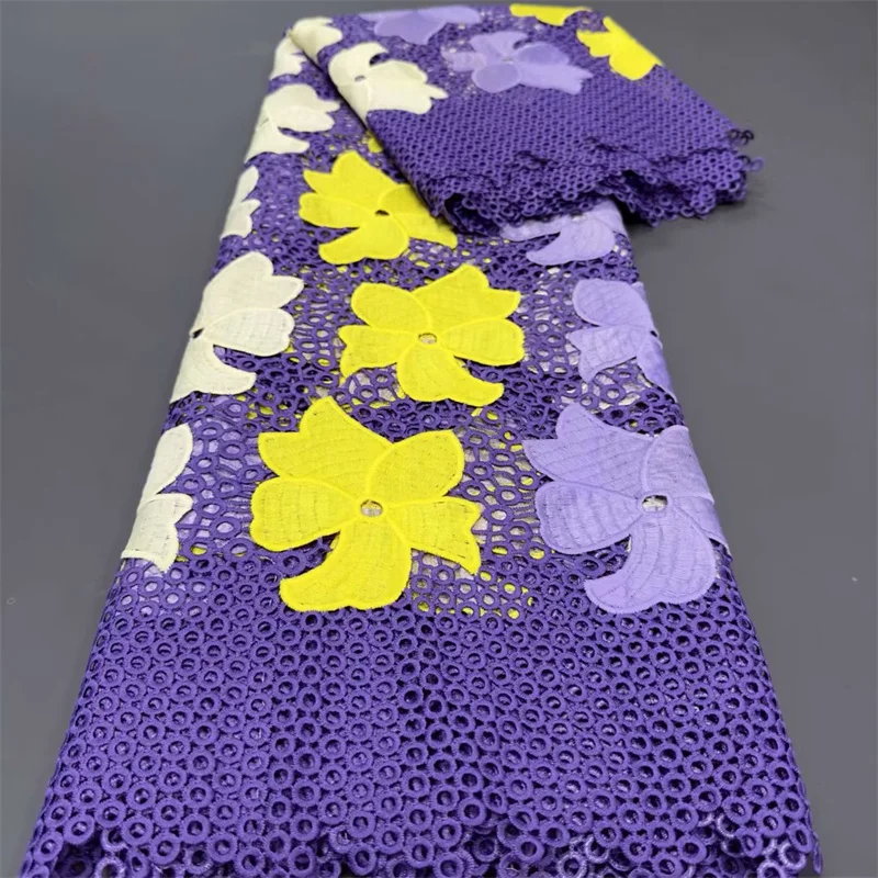 

5 Yard Hot Selling French Lace African Guipure Tulle Water Soluble Embroidered Fabric For Wedding Party 1L092203