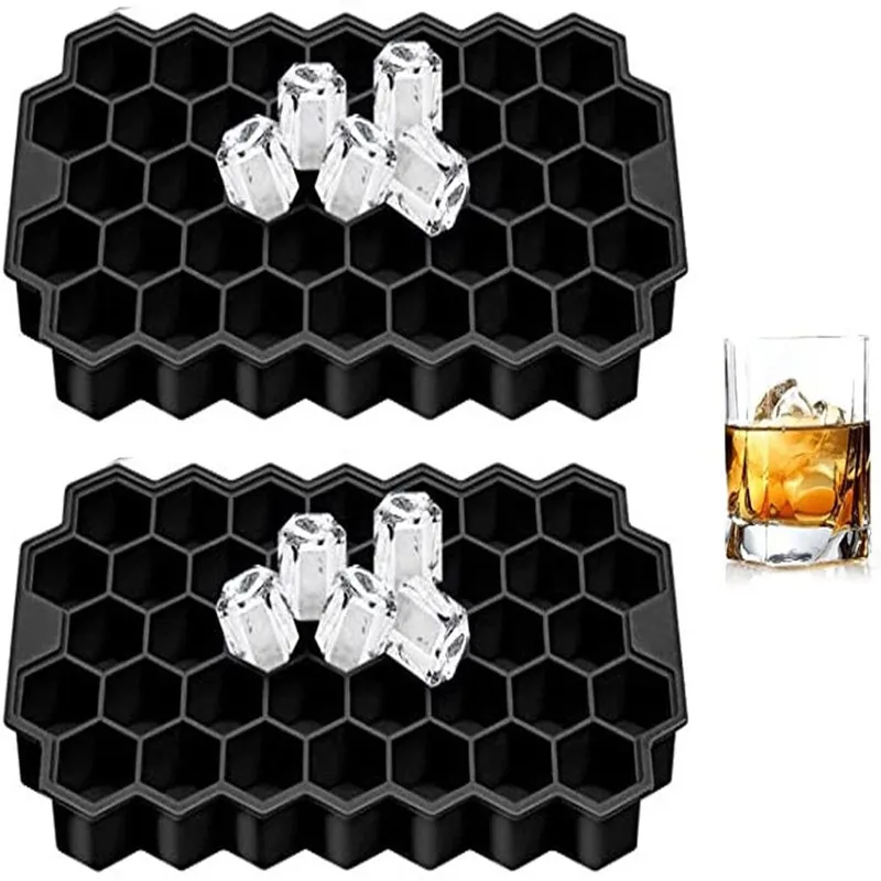 Thickened Honeycomb Ice Cube Tray Reusable Silicone Ice Cube Mold BPA Free Maker with Removable Lid Easy Release Cubes