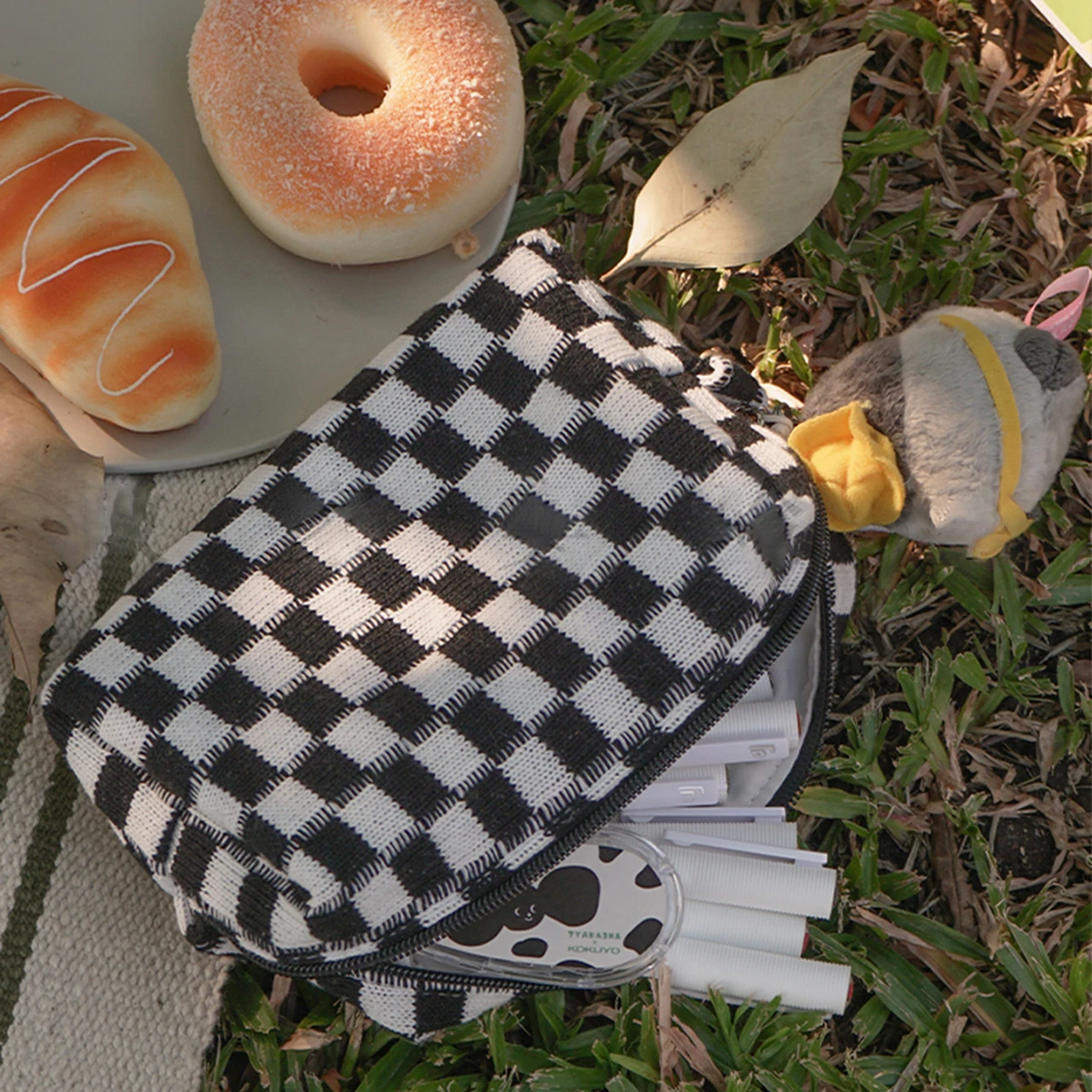 INS Pencil Case Cosmetic Bag Large capacity Knitting INS kawaii Korean Stationery school Supplies