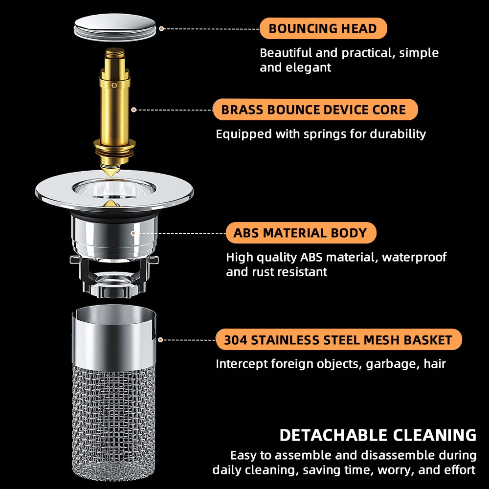 Sink Filter Sink Drains Filter Bathroom Pop-Up Sink Filter Plug Stopper Wash Basin Hair Catcher Strainer Stopper Kitchen Accessories