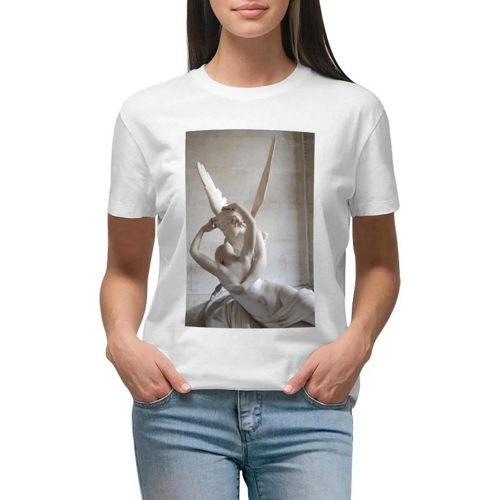 

Psyche Revived by Cupid's Kiss (Canova's Amore e Psiche) T-shirt tees female Blouse t shirts for Women