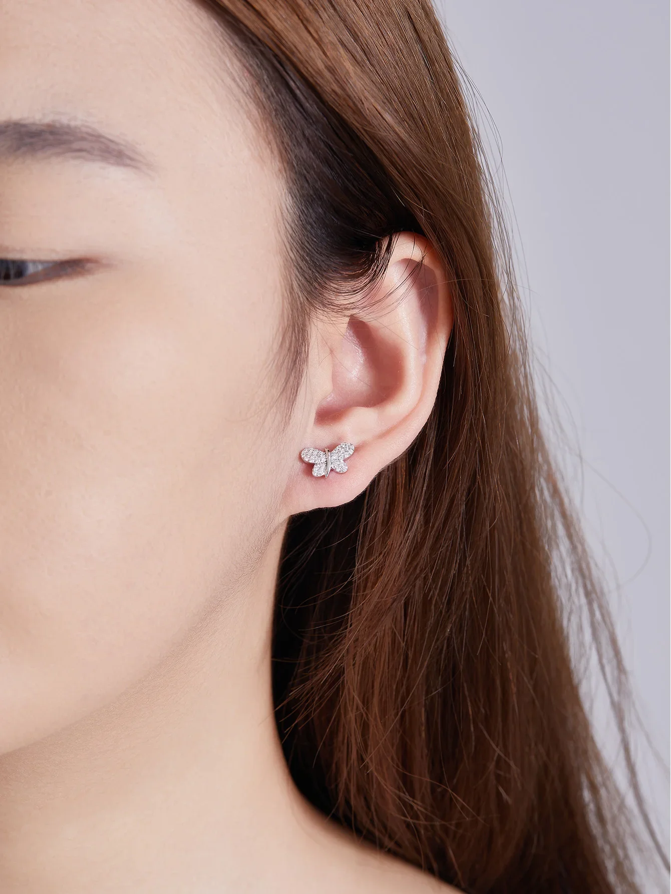 925 Sterling Silver Stud Earrings Butterfly Earrings Moissanite Earring with Gra Certificate silver earrings,silver stud earrings,womens earrings