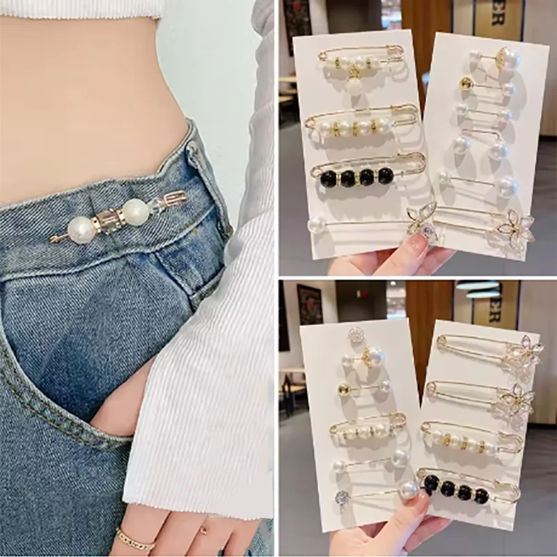 1Set Detachable Pearl Brooch Pins Fastener Pants P..
