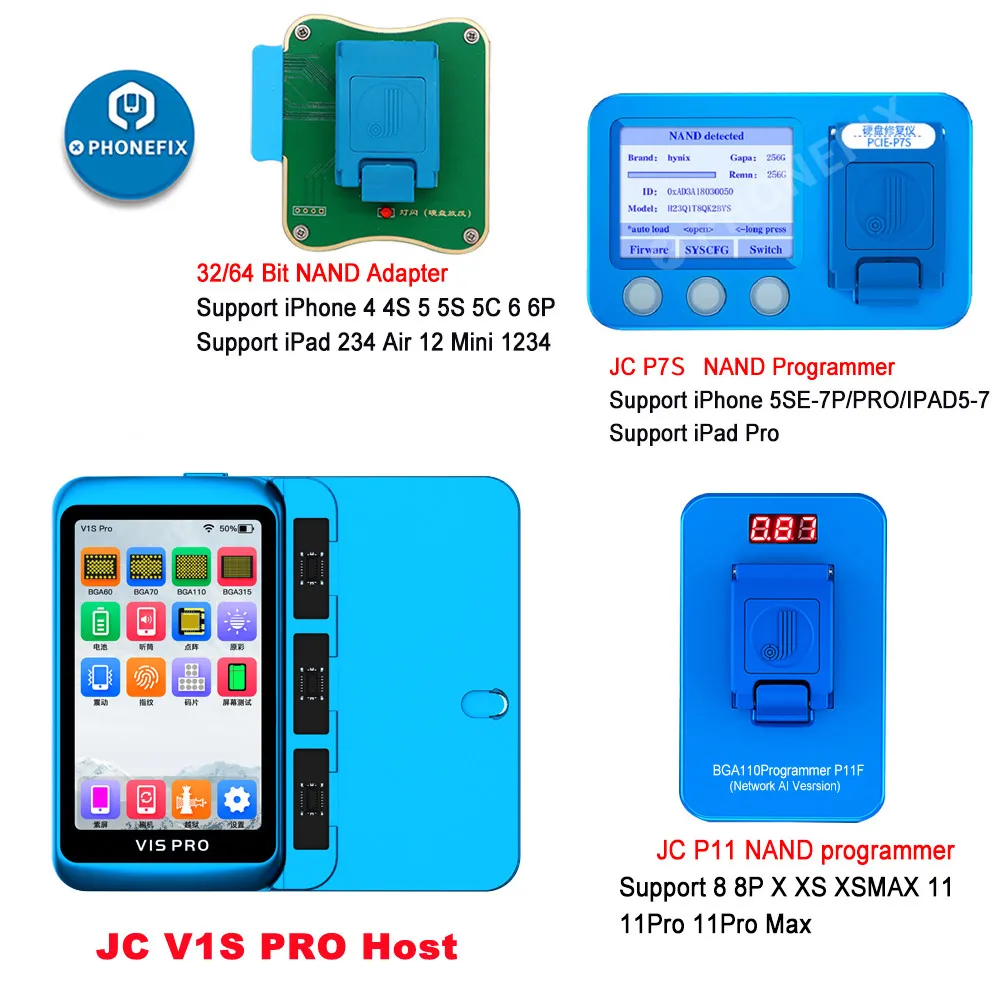 

JCID V1S Pro JC P13 JC P7S P11 NAND программатор HDD последовательное чтение записи ошибка Ремонт для IPhone 14 13 12 XS 8X7 7P 6 6S все IPad
