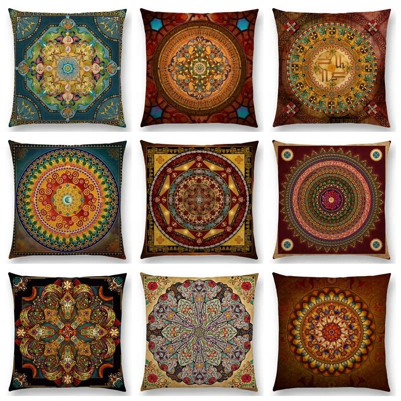 

Ararat Flower Mandela Bohemia Luxury Throw Pillow Case Cushion Cover Home Living Room Decorative Pillows For Sofa Bed Car 45*45
