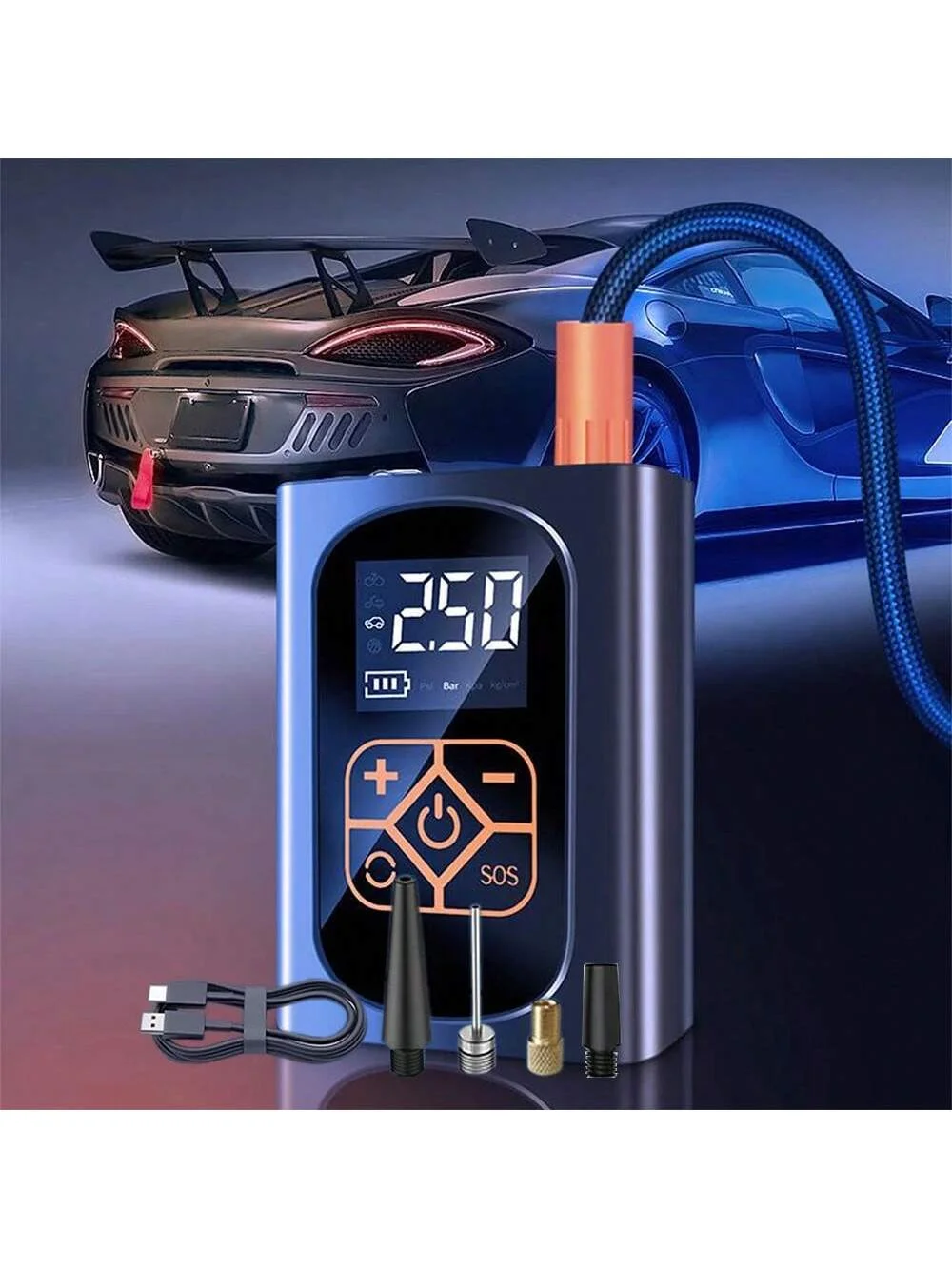 Portable Electric Car Air Pump Mini Wireless Tire Air Pump Inflator Compressor Suitable for Cars, Motorcycles and Bicycles