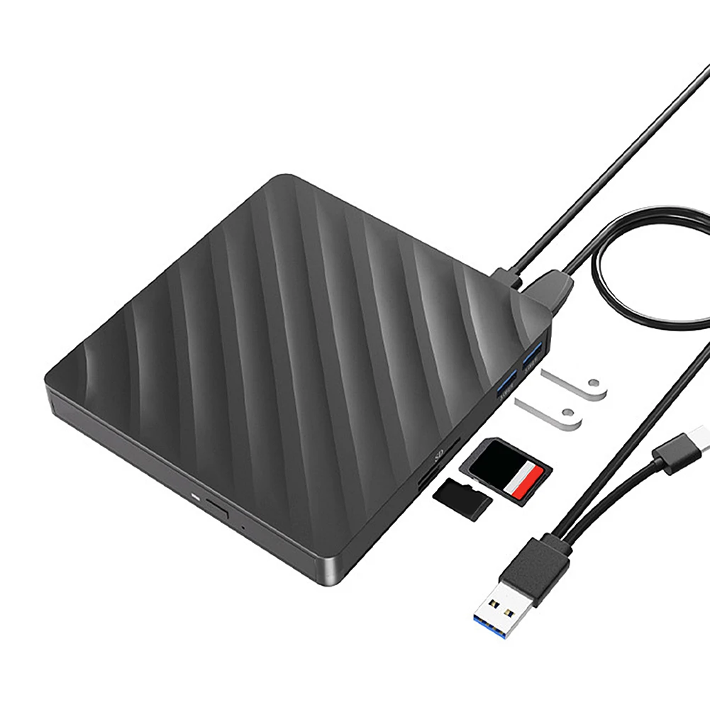 노트북 데스크탑 PC용 디스크 복사기 드라이브, USB 3.0 C 타입 휴대용 CD 드라이브, Win Mac OS TF/SD 카드 슬롯과 호환 가능, 6 in 1