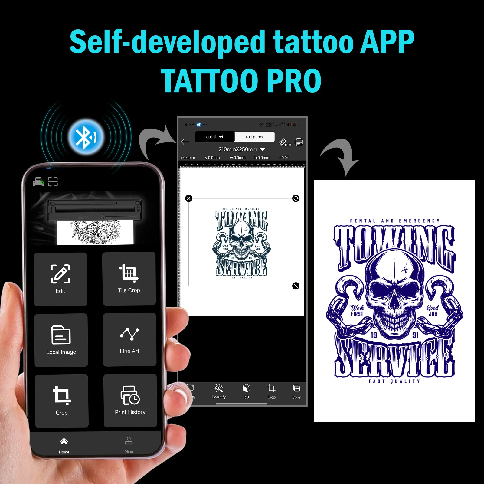 Wireless Tattoo Stencil Printer Portable Bluetooth A4 Thermal Printer for Tattoo Artists Shop Compatible with Android iOS Window