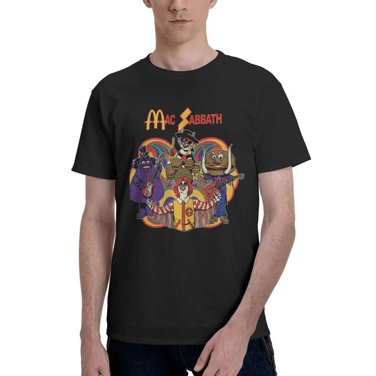 

Playing Mac Sabbath Black Call Me Men's T-shirt Summer Maiden Heavy Metal Y2K Vintage Summer Funny Harajuku Fashion Short Men