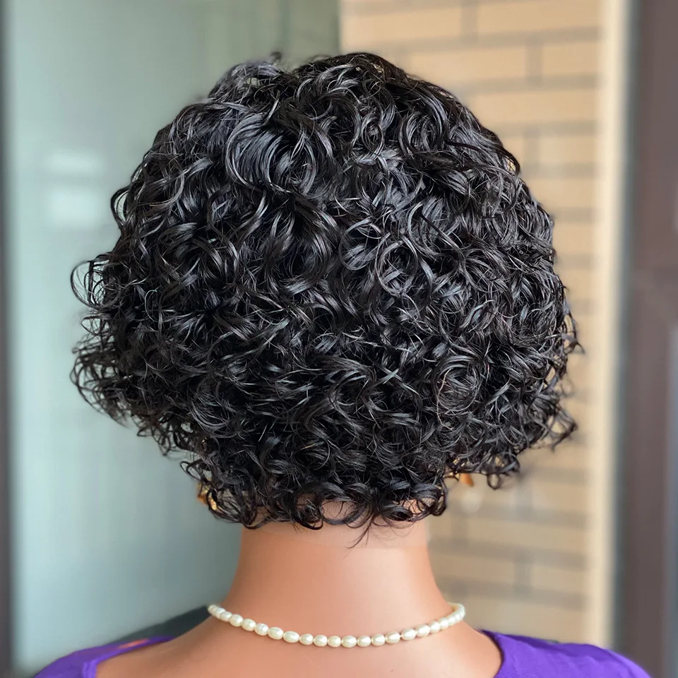 Short Curly Pixie Cut Bob 13x4 Lace Front Wigs Brazilian Curly Human Hair