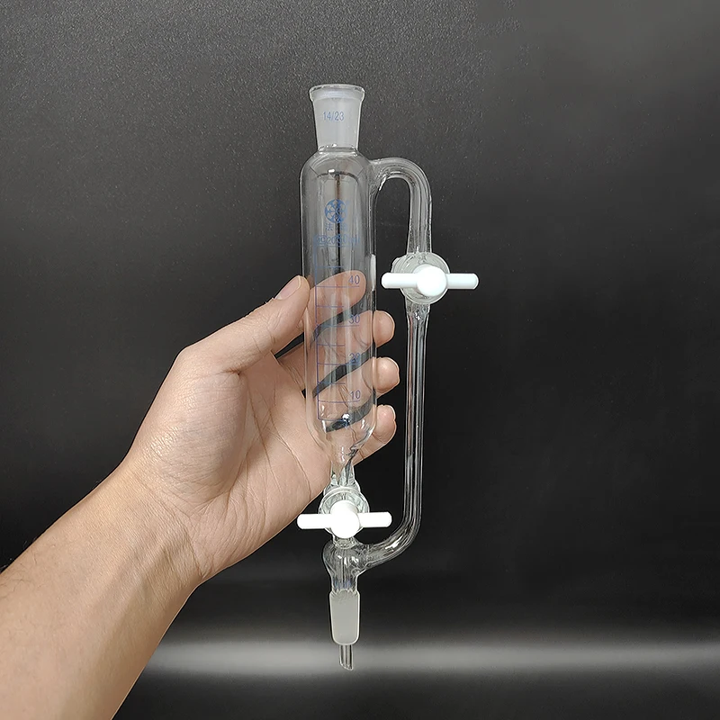 

FAPE Separatory funnel constant pressure cylindrical shape,standard ground mouth 50mL,Joint 14/23,Double PTFE switch valve