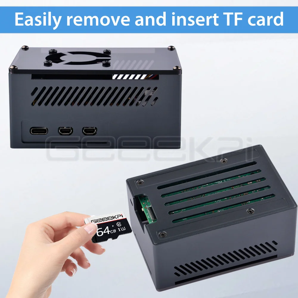 Geeekpi-raspberry pi Case com Ventilador e Dissipador de Cobre Alumínio - Imagem 6