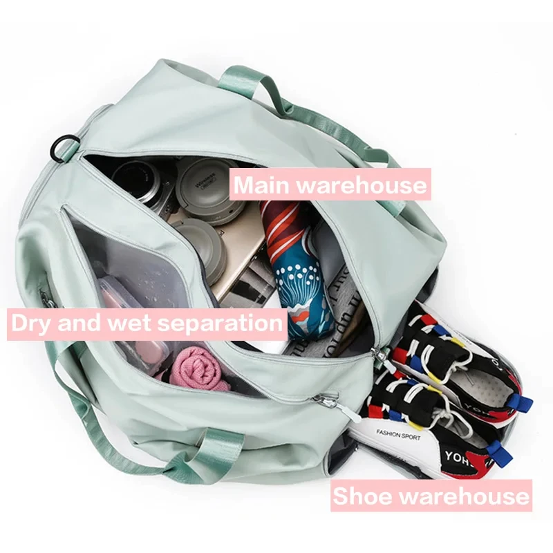 Large Capacity Gym Bag Women Travel Handbag Sports Dry Wet Pocket Swimming Tote Shoulder Weekend Fitness Duffle Yoga Shoes Bags 2
