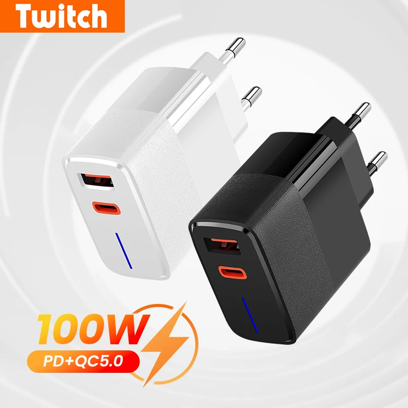 100W USB Charger Fast Charging 2 Ports PD QC3.0 Type C Charger Quick Charge 3.0 Phone Charger Adapter For iPhone Samsung Huawei