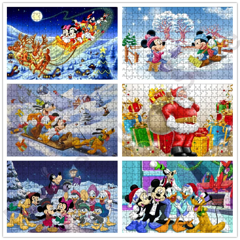 35/300/500/1000Pcs Disney Mickey Mouse Puzzle Boxed Couple Family Personal Commemorative Gift Manual Assembly Christmas Gifts