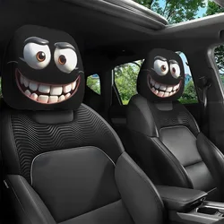 Funny Cartoon Seat Headrest Protectors with Cute Eye Design - Set of 2 Car Interior Accessories (C)