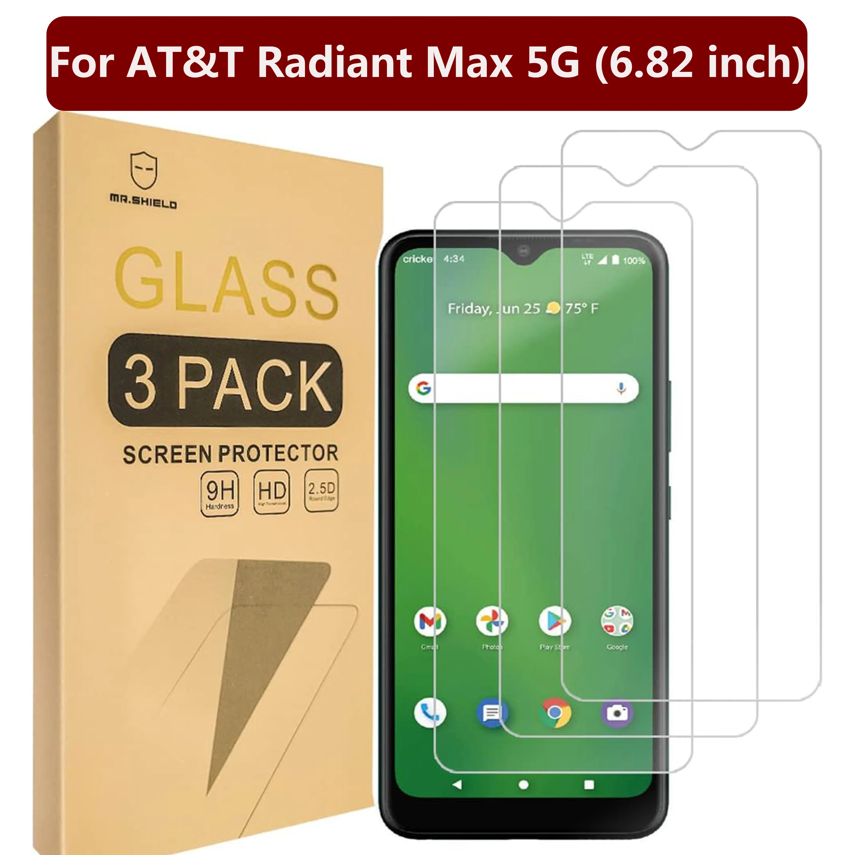 

Mr.Shield [3-Pack] Designed For AT&T Radiant Max 5G (6.82 inch) [Will Not fit for 6.5 Inch Version][Tempered Glass][9H Hardness]